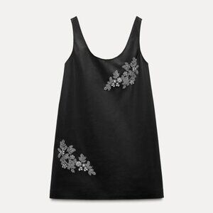 NWT ZARA FAUX LEATHER BEADED DRESS ZW COLLECTION